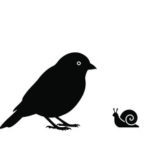 Bird and snail silhouette minimalist design