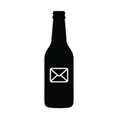 Message in a bottle icon black silhouette