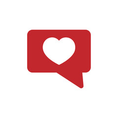 Red Heart Message Icon in Flat Style