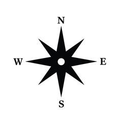 Simple black compass rose navigation star