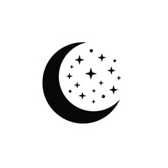 Obraz premium Crescent moon and stars night sky design