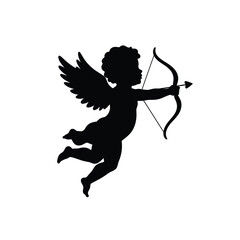 Fototapeta premium Cupid silhouette valentine's day romantic love angel