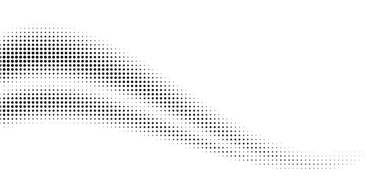 Hexagon halftone gradient texture. Abstract black grunge background. Geometric retro halftone tech wallpaper. Fading wavy hexagonal pattern backdrop. Vector vanishing honeycomb grunge bitmap overlay