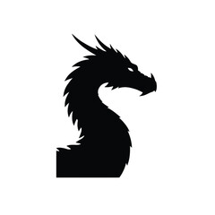 Majestic dragon silhouette head profile powerful mythical creature