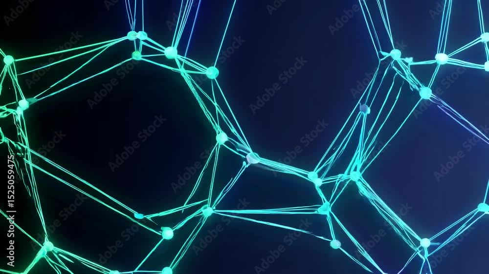 Leinwandbilder Abstract visualization of interconnected nodes and lines representing a digital network structure in a dark setting