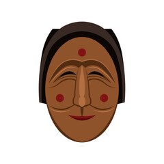 Vector of Korean traditional hahoetal mask, puane or bune (the concubine) mask