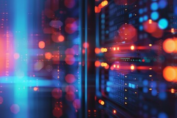 Server room, Data Center. Big Data Storage. cloud computing technology. Neural network ai generated