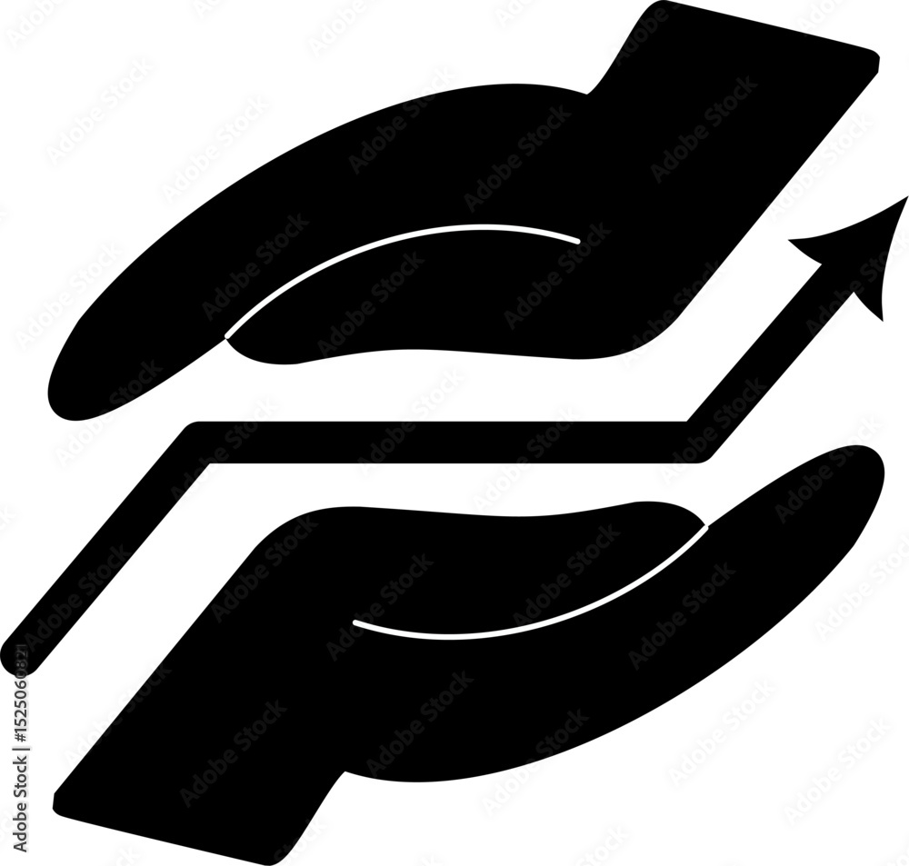 Poster hands hold growth arrow icon. vector graphics and not artificial intelligence. symbol, logo illustra