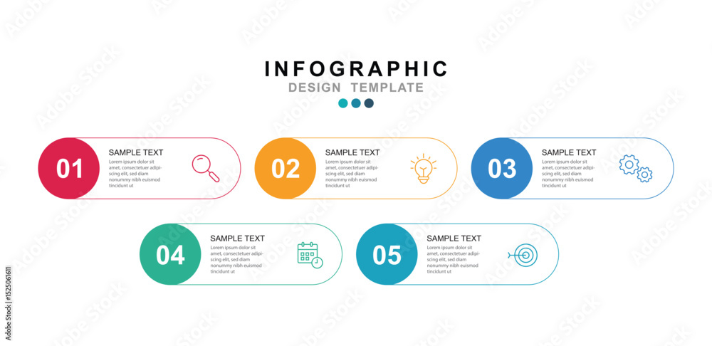 Poster Vector Infographic label design template with icons and 5 options or steps. for your business data. Vector Illustration.
