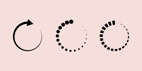 Loading icons. website load vector icon set. Progress icon, Circle loader collection. Loading status, Loading isolated. Load symbol, load vector icons, buffering vector icon.