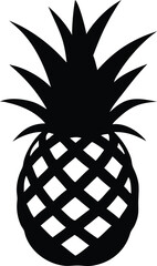 Black and White Pineapple Silhouette with Diamond Pattern for Design or Crafts Projects