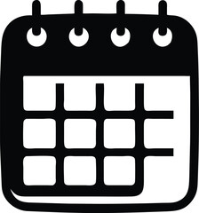 Black and White Illustration of a Calendar Icon Depicting Time Management