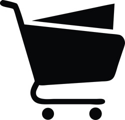 Black and White Shopping Cart Icon in a Splatter Shape for Online Retail