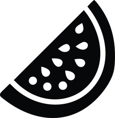 Black and White Slice of Watermelon With Seeds, Single Object