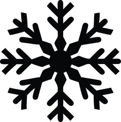 Black Snowflake Icon Isolated on White Background, Winter Christmas Symbol