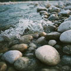 Obraz premium White Stones Splashing in a Calm River