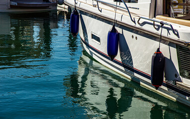 Sailboats Anchored in Marina Harbor
