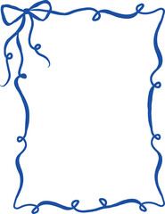 Doodlle coastal summer whimsical  frames. Doodle hand drawn vintage bows, ribbon,squiggly, wavy borders.Cute vector elements minimalist line art borders for birthday card, wedding invitation,poster,ba