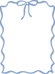 Doodlle coastal summer whimsical  frames. Doodle hand drawn vintage bows, ribbon,squiggly, wavy borders.Cute vector elements minimalist line art borders for birthday card, wedding invitation,poster,ba