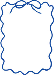 Doodlle coastal summer whimsical  frames. Doodle hand drawn vintage bows, ribbon,squiggly, wavy borders.Cute vector elements minimalist line art borders for birthday card, wedding invitation,poster,ba