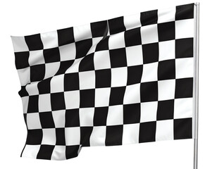 A checkered racing flag waving in the wind.