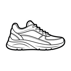 Line art drawing of a modern chunky sneaker