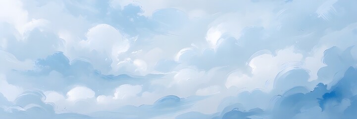 Fototapeta premium An abstract painting with a soft, cloud-like texture with a blend of light blue and white hues.