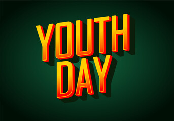 Youth day. Bold 3D text effect for energetic celebration design