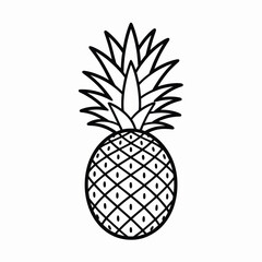 Obraz premium Simple Black and White Line Drawing of a Pineapple