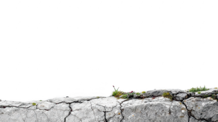 Cracked Concrete with Green Grass: The image shows a cracked concrete surface with vibrant green grass and small plants. It evokes a sense of time's passage and the resilience of nature.