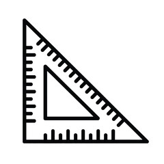 Black and White Triangle Ruler Icon Illustration