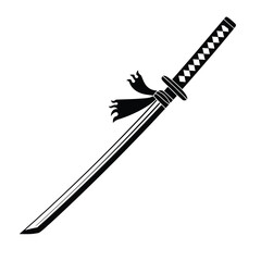 Black and White Katana Sword Illustration