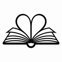 Open Book Forming a Heart Shape Icon