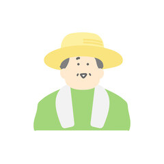笑顔な高齢農家の男性イラスト