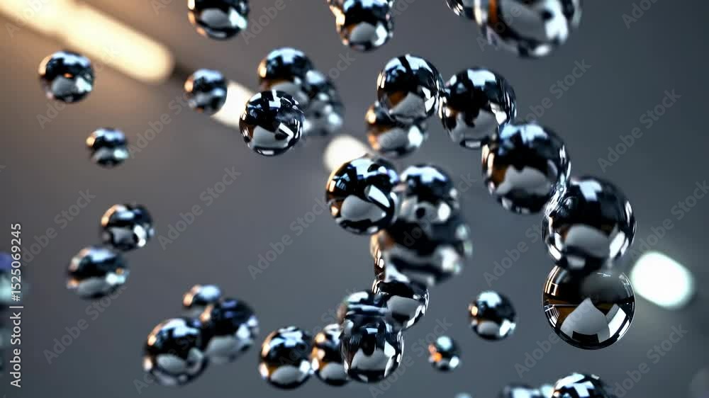 Aufkleber Exploration of reflective spheres floating in a dynamic space environment