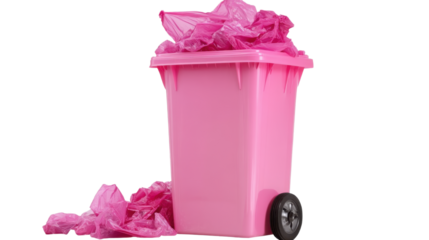 Pink garbage on white background