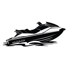 Black and White Jet Ski Illustration
