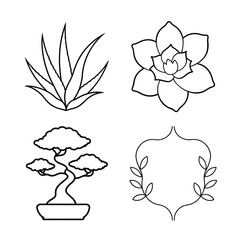 Fototapeta premium leaves and flower line art design 
