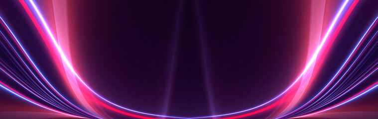 Fototapeta premium Dark abstract background with neon light, blurred lines