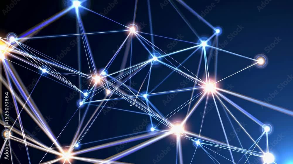Aufkleber Exploring dynamic connections within a vibrant network of lights and lines over a dark background