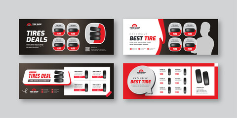 Tire shop social media banner design for car service promotion | Automotive repair and tire sale advertising template
