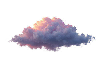 Wispy Sunset Cloud PNG – Light Cirrus Cloud with Warm Sunset Tones on Transparent Background