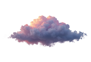 Wispy Sunset Cloud PNG – Light Cirrus Cloud with Warm Sunset Tones on Transparent Background