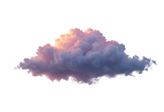 Wispy Sunset Cloud PNG – Light Cirrus Cloud with Warm Sunset Tones on Transparent Background