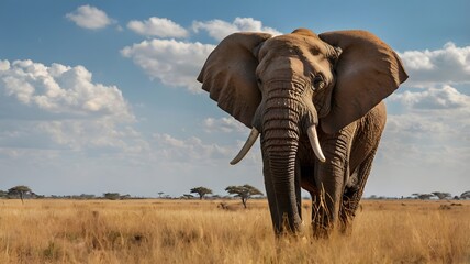 Fototapeta premium African Elephant in Golden Savannah