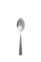 A stainless steel spoon with a smooth, polished finish, a gently curved bowl with transparent background. Ideal for eating soups, stirring beverages, scooping soft foods in kitchens or dining areas