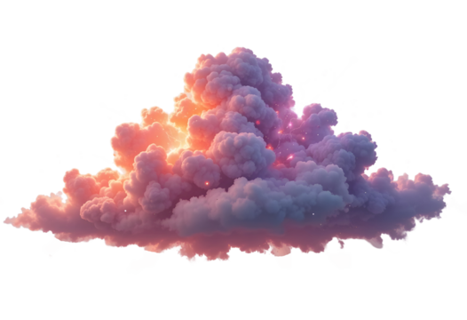 Sunset Cloud PNG – Vibrant Orange and Pink Fluffy Cloud on Transparent Background.