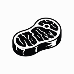 Black and White Illustration of a Single Steak