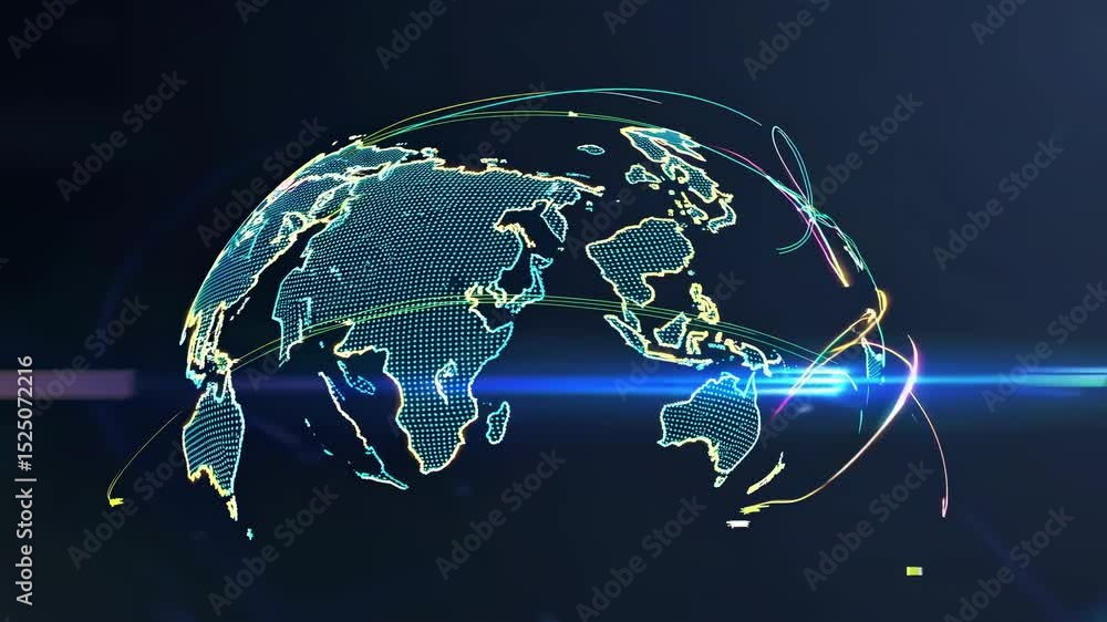 Aufkleber Exploring global connectivity through digital maps and data visualization techniques