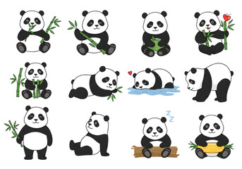 Fototapeta premium Adorable Panda Bear Illustrations A Collection of Cute Panda Designs